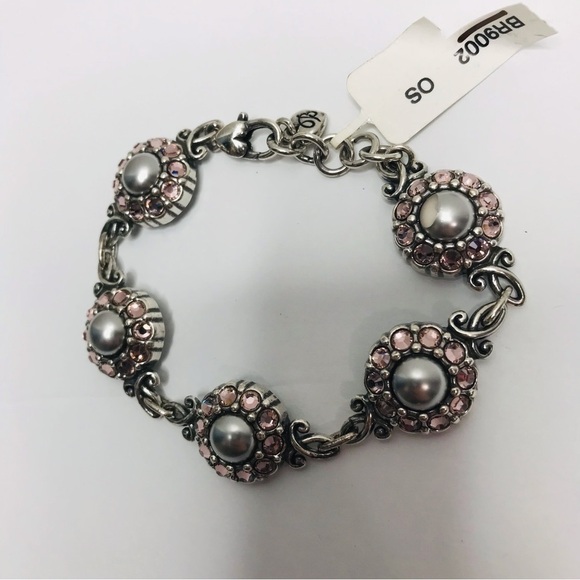 BRIGHTON Silver Pink Flower Bracelet